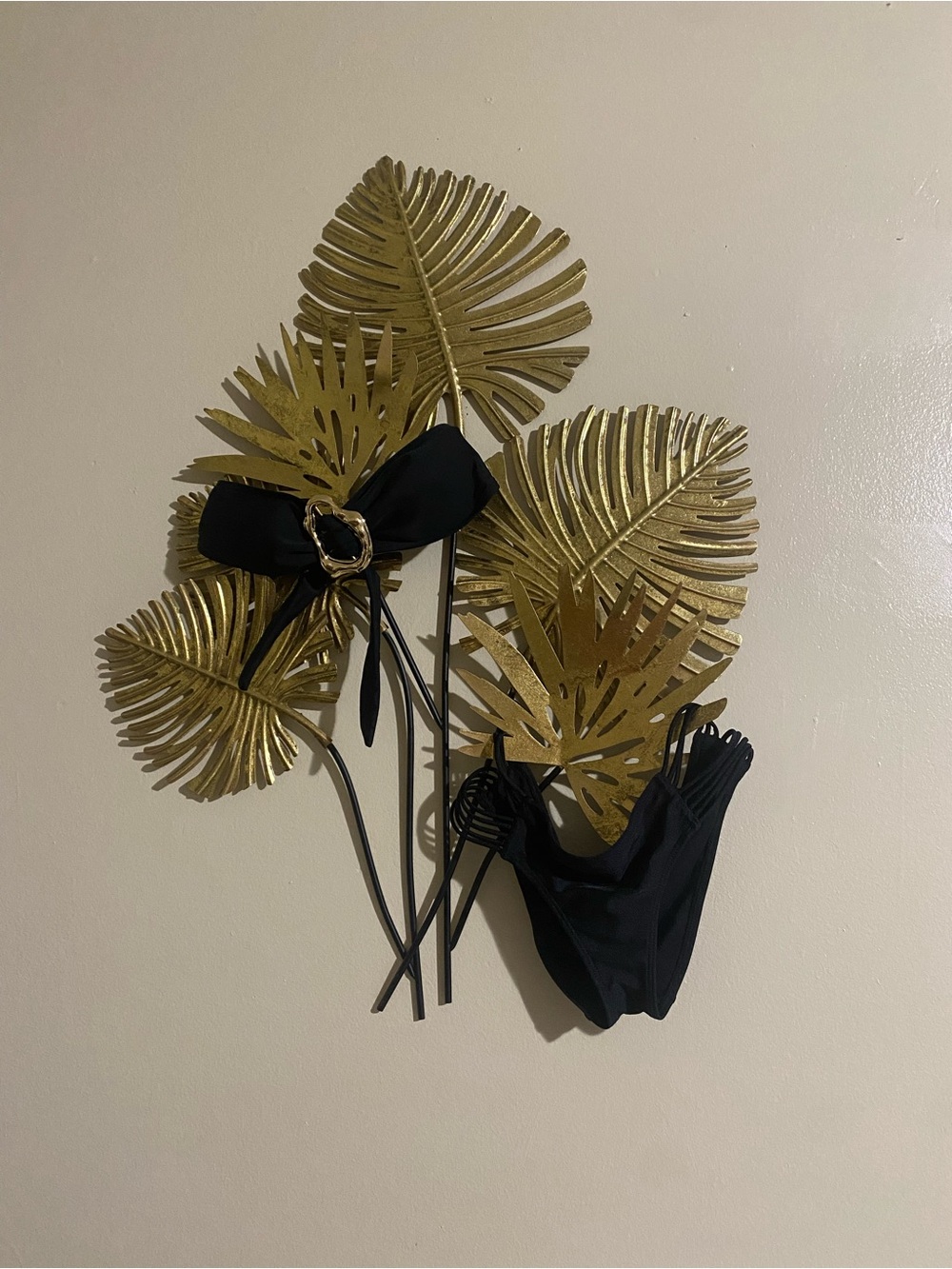 Luli Fama Black Kids Two-Piece Bikini with Gold Ring Accent